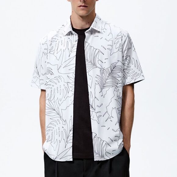 NWT Zara Printed Stretchy Men’s Shirt - Picture 2 of 8